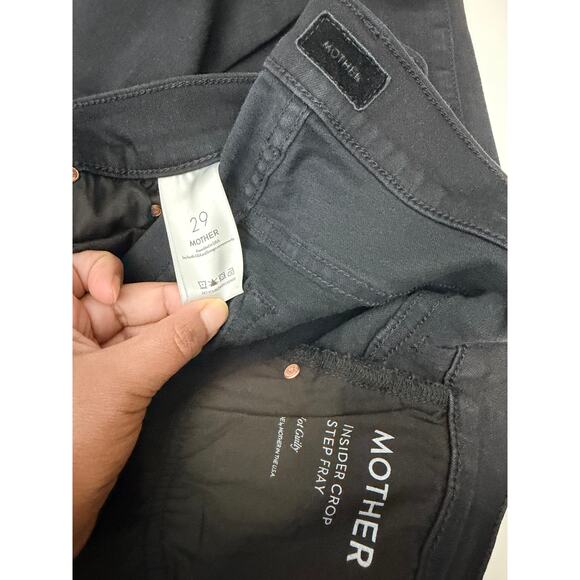 Mother The Insider Crop Step Fray Jeans in Not Guilty Black Mid Rise Size 29 - Picture 8 of 16
